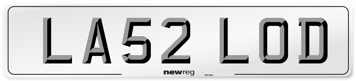 LA52 LOD Number Plate from New Reg